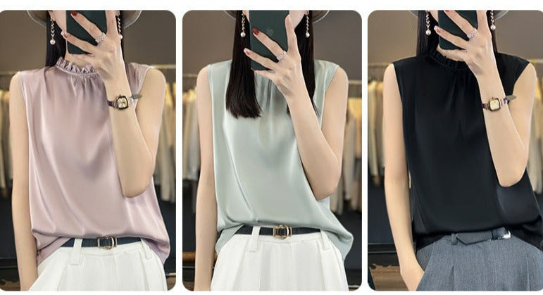 Heidi-Mode | Loose Retro Stil Leinen Unterhemd Catherine'S