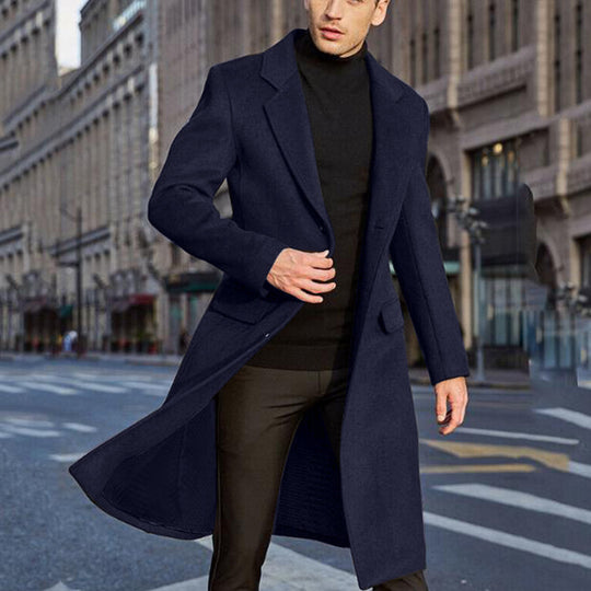 Herren eleganter lang geschnittener Wollmantel Heidi-Mode