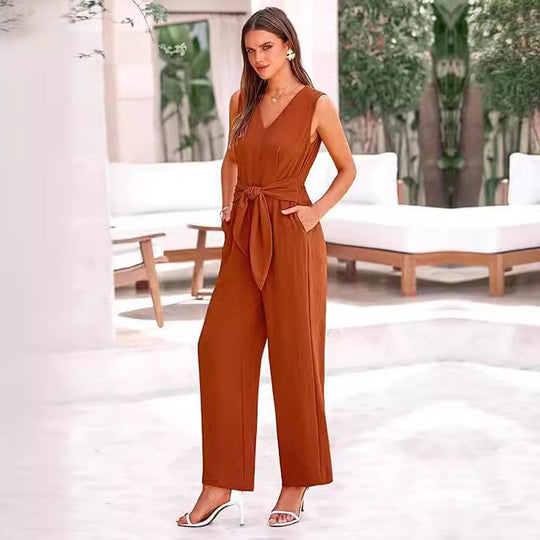 Damen eleganter Jumpsuit mit tailliertem Schnitt und weitem Bein Heidi-Mode