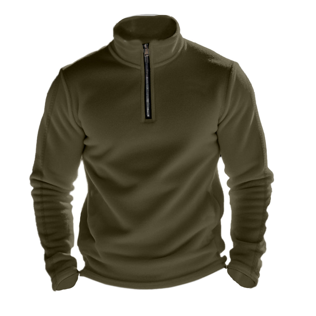 Herren Fleece-Kapuzenpullover mit halbem Reißverschluss Heidi-Mode