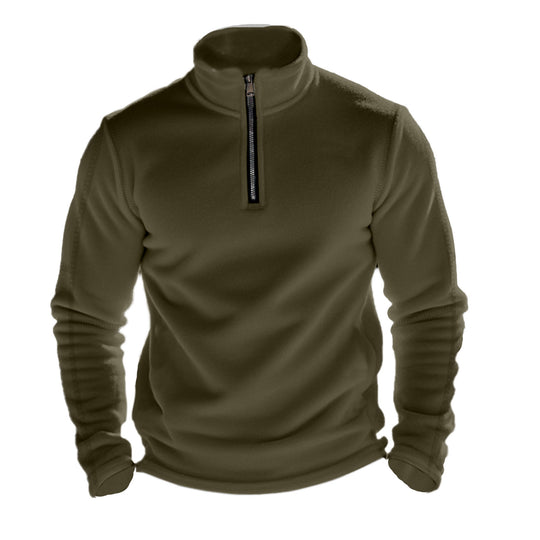 Herren Fleece-Kapuzenpullover mit halbem Reißverschluss Heidi-Mode