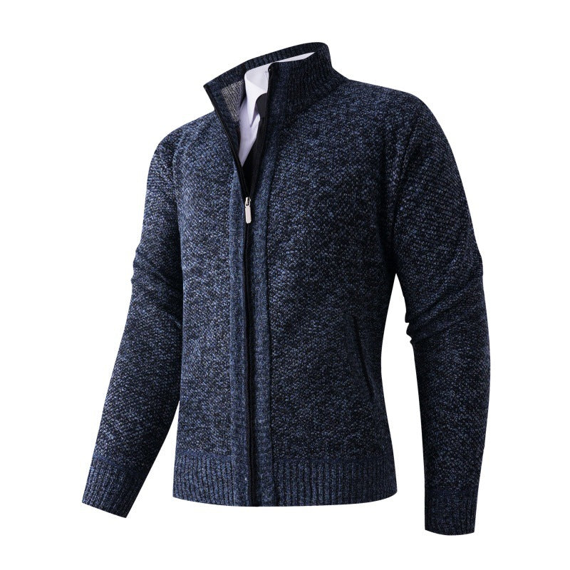 Herren stylische Strickjacke mit hohem Kragen und praktischen Taschen Heidi-Mode