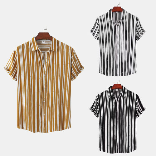 Herren Kurzarmhemd mit modernem Streifenmuster und lässiger Passform Heidi-Mode