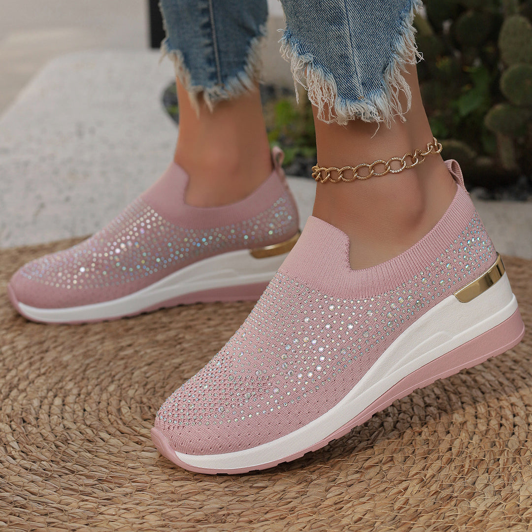Damen Glitzernde Slip-On Sneakers mit bequemer und dämpfender Sohle Heidi-Mode