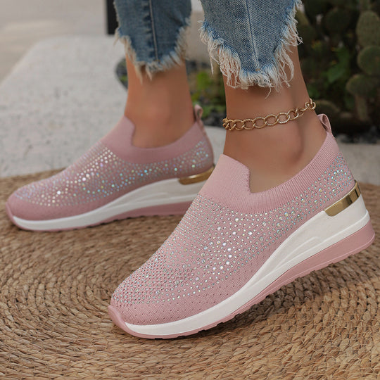Damen Glitzernde Slip-On Sneakers mit bequemer und dämpfender Sohle Heidi-Mode