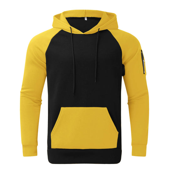 Herren sportlicher Hoodie mit Kontrastärmeln und praktischer Kängurutasche Heidi-Mode
