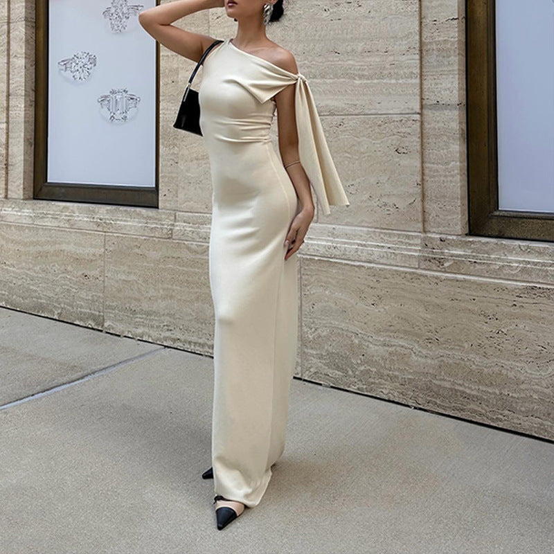Damen Körperbetontes Maxikleid mit schickem One-Shoulder-Ausschnitt Heidi-Mode