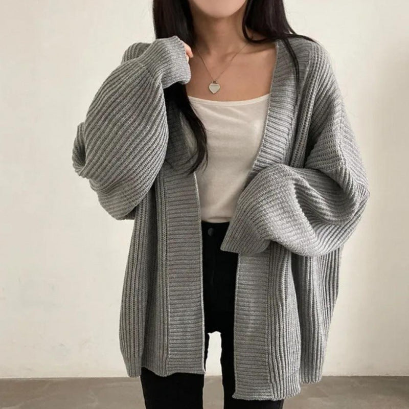 Damen Übergröße Strickjacke mit weit geschnittenen Ärmeln und strukturierter Textur Heidi-Mode
