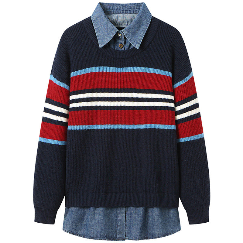 Damen gestreifter Strickpullover mit lässigem Schnitt und angenehmem Tragegefühl Heidi-Mode