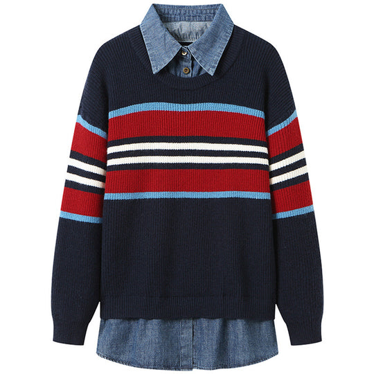 Damen gestreifter Strickpullover mit lässigem Schnitt und angenehmem Tragegefühl Heidi-Mode