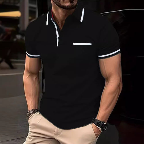 Herren Poloshirt mit modernem Kontrastkragen und praktischer Brusttasche Heidi-Mode