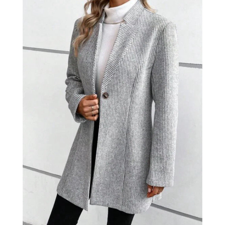 Damen Eleganter, schmal geschnittener Blazer mit feinem Streifenmuster Heidi-Mode