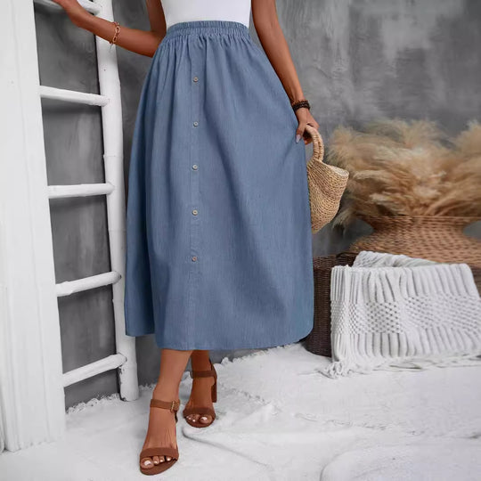 Damen Maxirock mit Knopfleiste Heidi-Mode