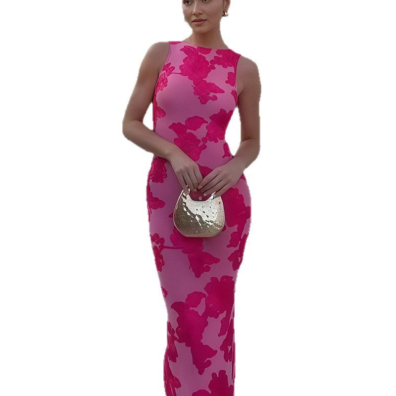 Damen Elegantes Maxikleid mit floralen Applikationen Heidi-Mode