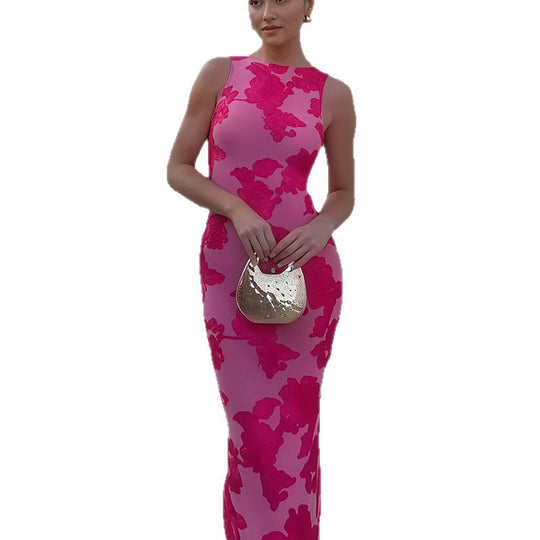 Damen Elegantes Maxikleid mit floralen Applikationen Heidi-Mode