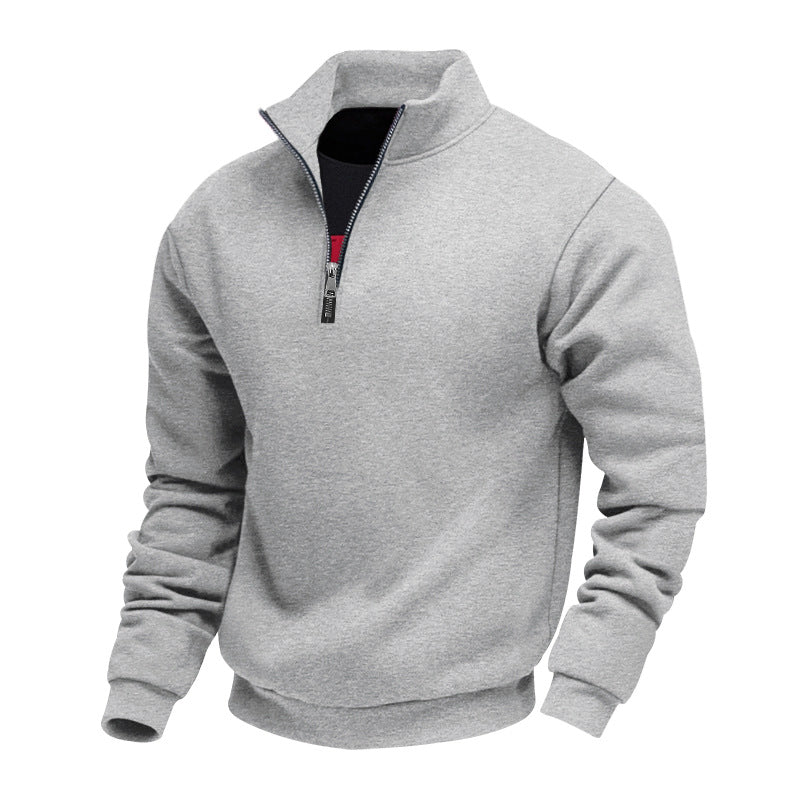 Herren sportlicher Sweatshirt mit modernem Stehkragen und Reißverschluss Heidi-Mode