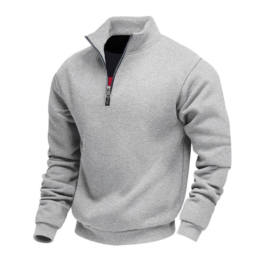 Herren sportlicher Sweatshirt mit modernem Stehkragen und Reißverschluss Heidi-Mode