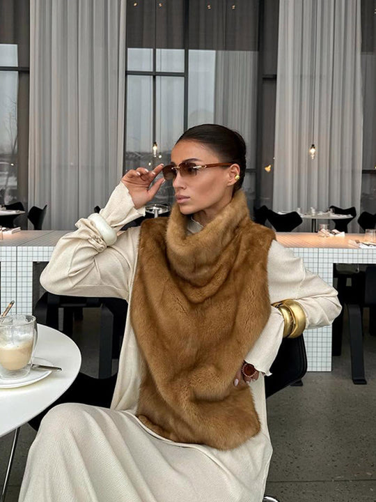 Damen kuschelige Kunstfell-Wickelschal Heidi-Mode