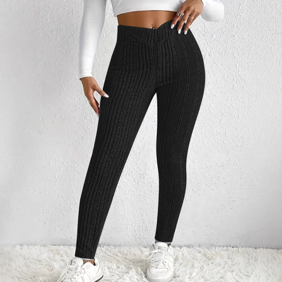 Damen Hochwertige Strickleggings im eleganten Rippmuster Heidi-Mode