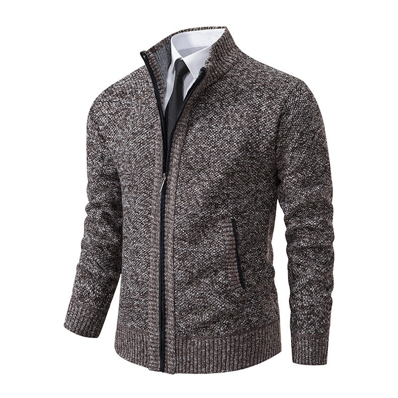 Herren modische Strickjacke mit hohem Kragen und Reißverschluss Heidi-Mode