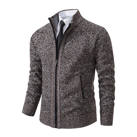 Herren modische Strickjacke mit hohem Kragen und Reißverschluss Heidi-Mode
