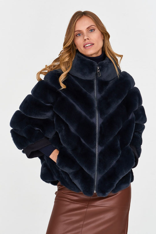 Damen Kuschelige Kunstpelzjacke mit Steppdesign Heidi-Mode