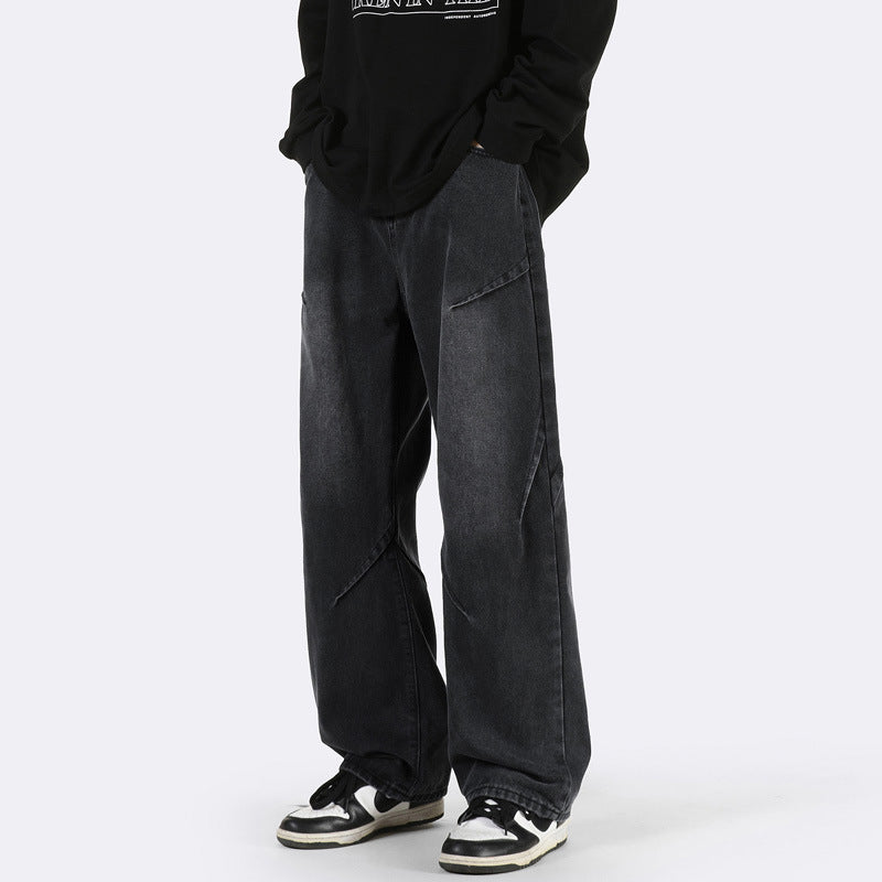 Herren weite Denim-Jeans mit einzigartigen Nahtdetails und lässigem Schnitt Heidi-Mode