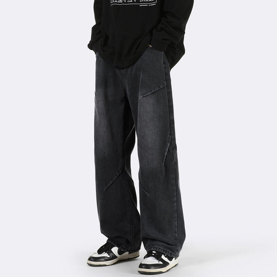 Herren weite Denim-Jeans mit einzigartigen Nahtdetails und lässigem Schnitt Heidi-Mode