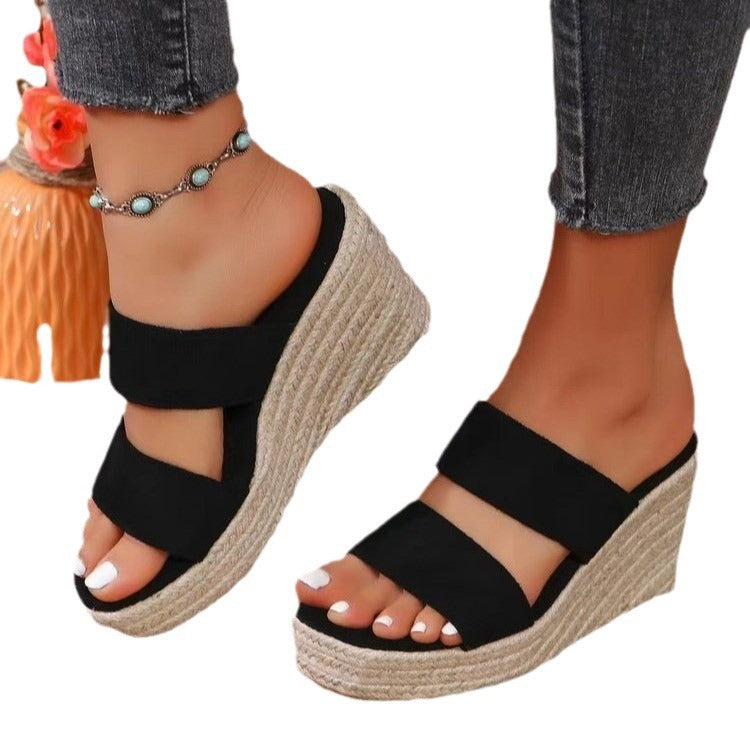 Damen Wedge Sandalen mit breiten Riemen und rutschfester Sohle Heidi-Mode