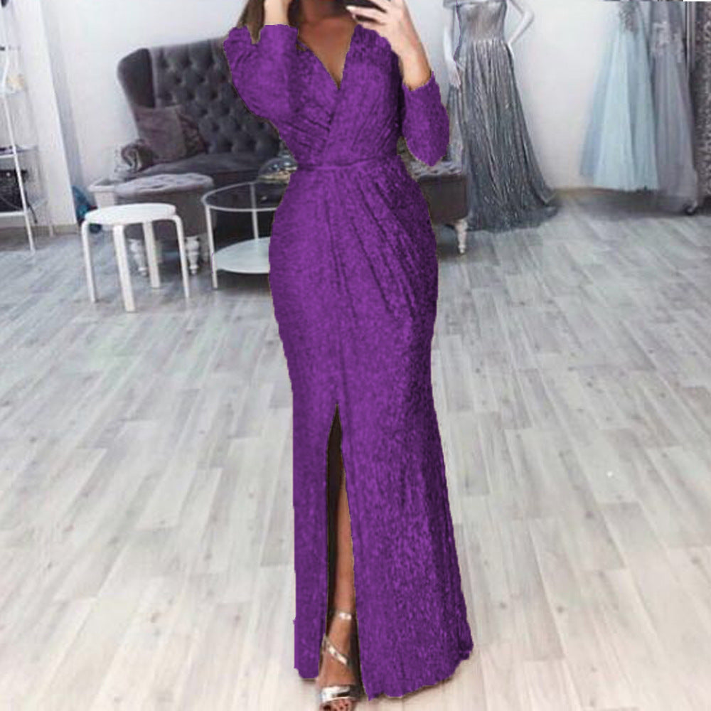 Damen Elegantes Wickelkleid mit Bein-Schlitz Heidi-Mode
