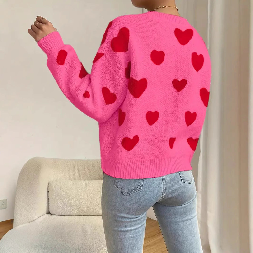 Damen Strickpullover mit auffälligem Herzdesign und lässigem Schnitt Heidi-Mode
