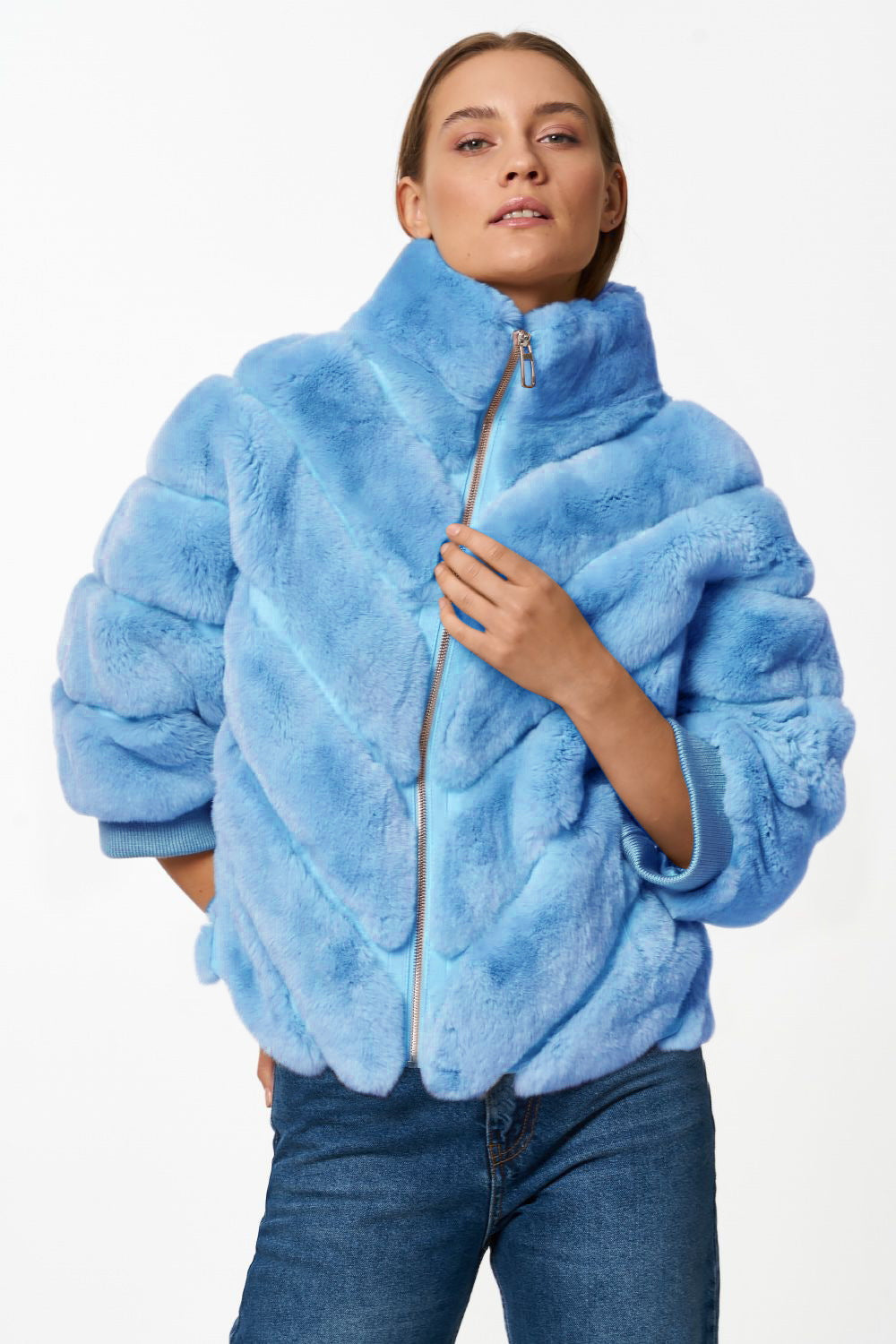 Damen Kuschelige Kunstpelzjacke mit Steppdesign Heidi-Mode