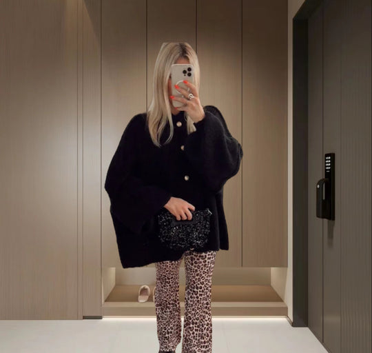 Damen Strickjacke mit weiten Ärmeln und Knopfdetails Heidi-Mode