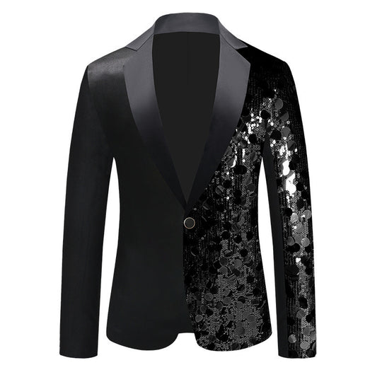 Damen Glitzernder Sequin Blazer mit elegantem Schalkragen Heidi-Mode