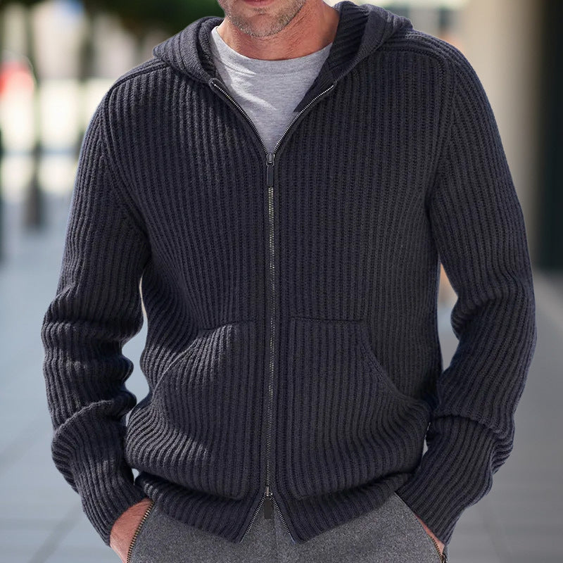 Herren Strickjacke mit strukturierter Oberfläche und praktischen Taschen Heidi-Mode