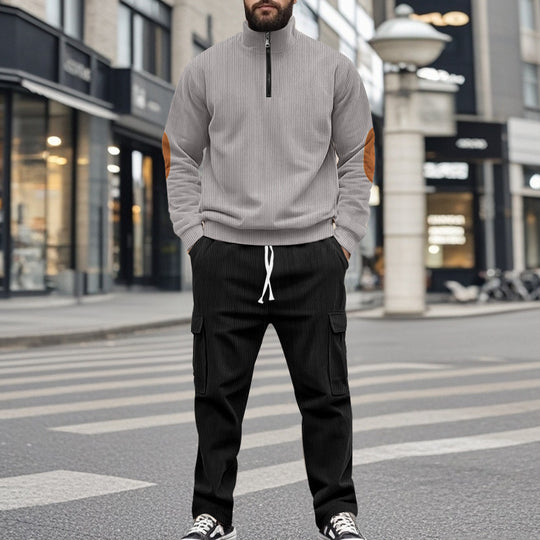 Herren sportliches Freizeitset mit Reißverschluss und praktischen Taschen Heidi-Mode