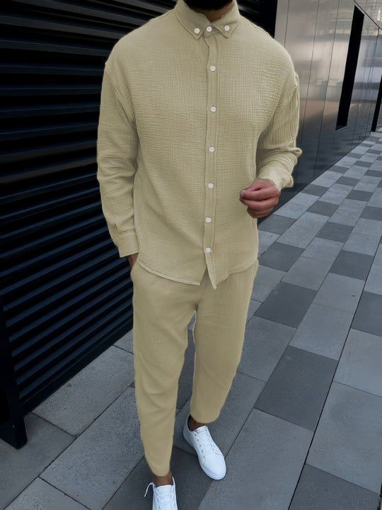 Herren Freizeithemd mit strukturiertem Stoff und elegantem Kragen Heidi-Mode
