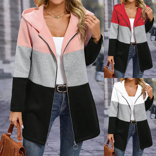 Damen Sportliche Übergangsjacke mit hohem Kragen und farblich abgesetztem Design Heidi-Mode