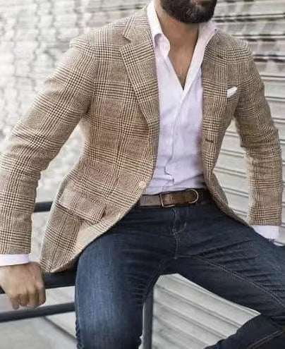 Herren eleganter Leinenblazer mit schmalem Schnitt Heidi-Mode