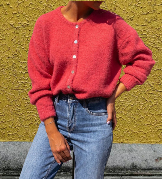 Damen Grobstrickpullover mit Knopfdetails und lässigem Schnitt Heidi-Mode