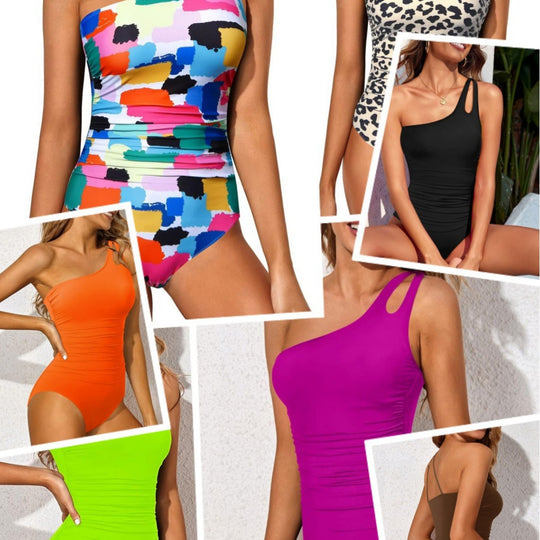 Femme Ein-Schulter Leopardenmuster Monokini Heidi-Mode