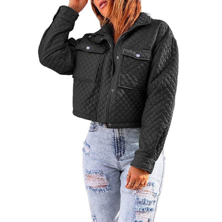 Damen gesteppte Kurzjacke mit modischen Taschen Heidi-Mode