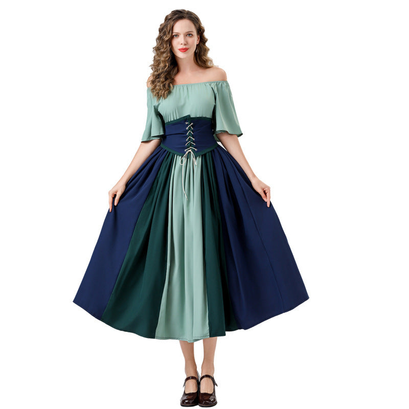 Damen Elegantes Maxikleid mit taillierter Schnürung und luftigen Ärmeln Heidi