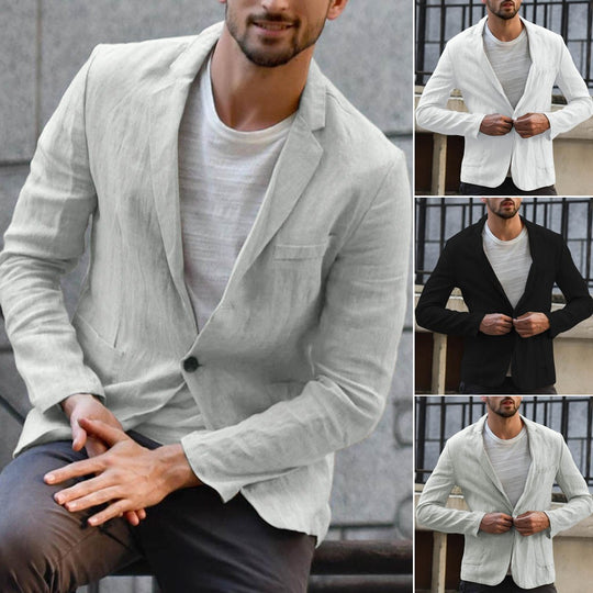 Herren Leinenblazer mit modernem Schnitt und stylischen Details Heidi-Mode