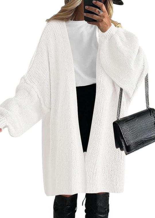 Damen Übergroßer Strickmantel mit offener Front und langen Ärmeln Heidi-Mode