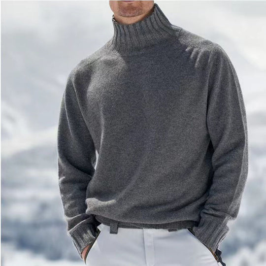 Herren Rollkragenpullover aus hochwertiger Wolle mit strukturierten Details Heidi-Mode
