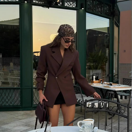 Damen Doppelt verarbeitete Blazerjacke mit elegantem Schnitt und praktischen Taschen Heidi-Mode