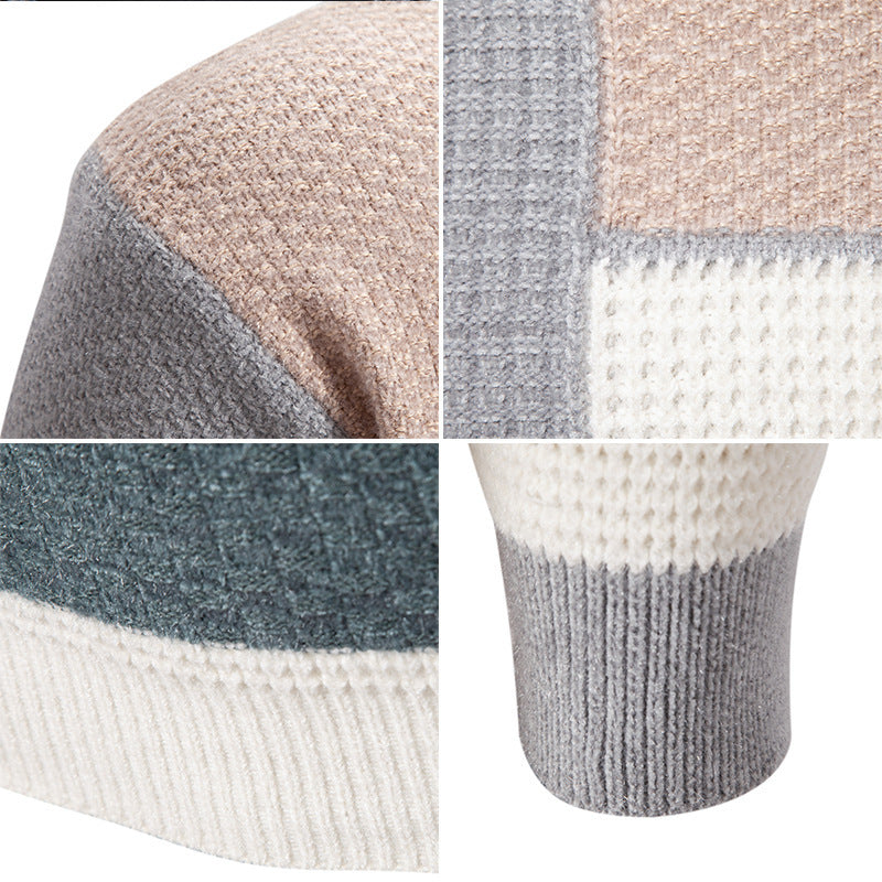 Herren modischer Pullover mit strukturiertem Farbblockdesign Heidi-Mode