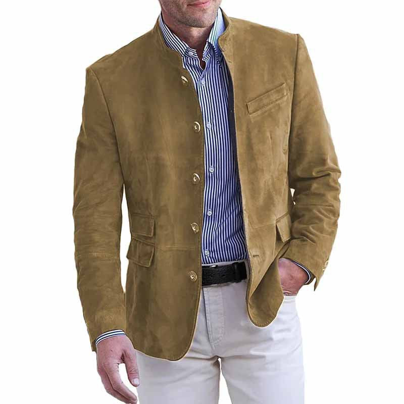 Herren elegante Wildlederjacke im modernen Schnitt mit praktischen Taschen Heidi-Mode