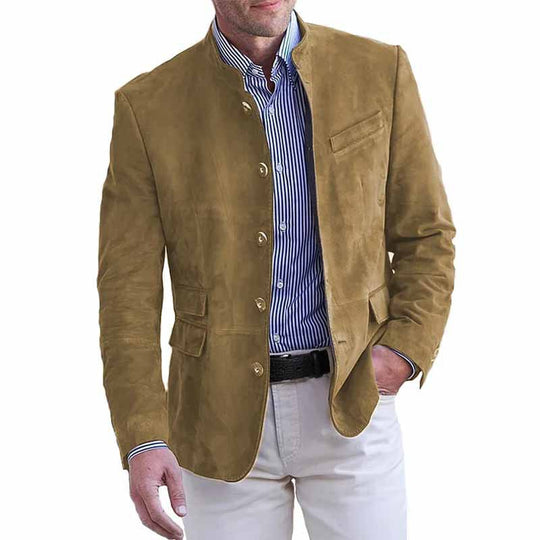 Herren elegante Wildlederjacke im modernen Schnitt mit praktischen Taschen Heidi-Mode